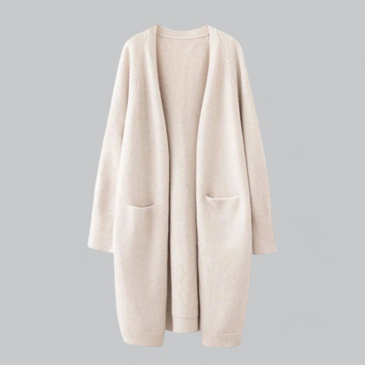 Clara stickad kofta i stickat – beige
