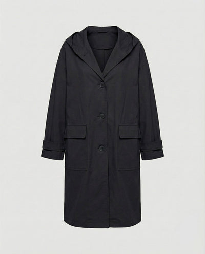 Annika trenchcoat med huva med knappslå