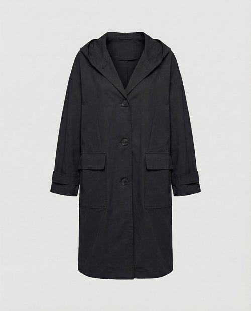 Annika trenchcoat med huva med knappslå