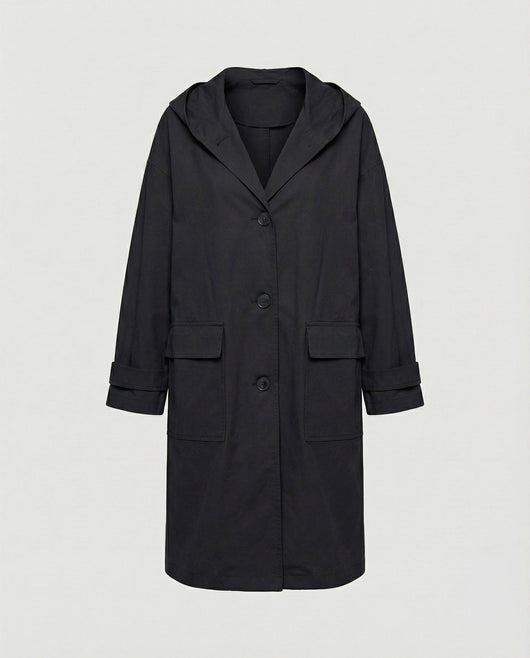 Annika trenchcoat med huva med knappslå