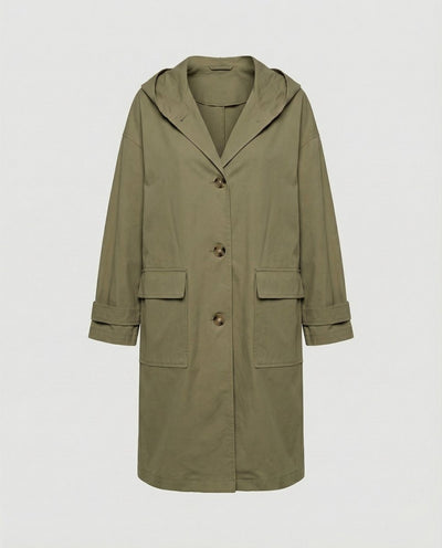 Annika trenchcoat med huva med knappslå