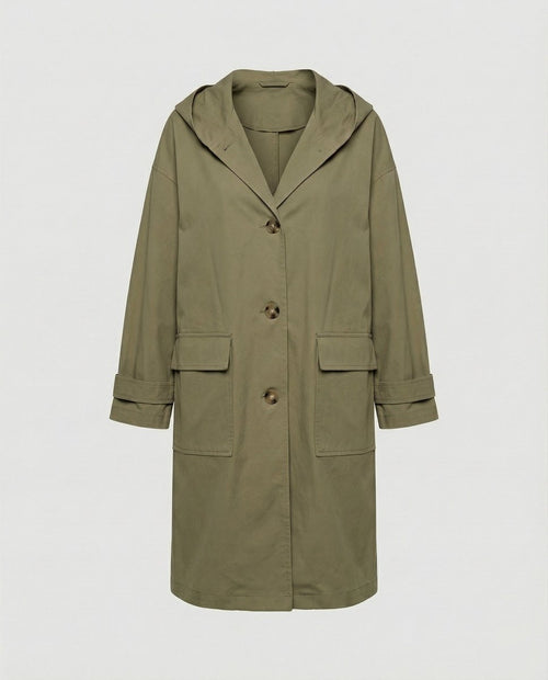 Annika trenchcoat med huva med knappslå