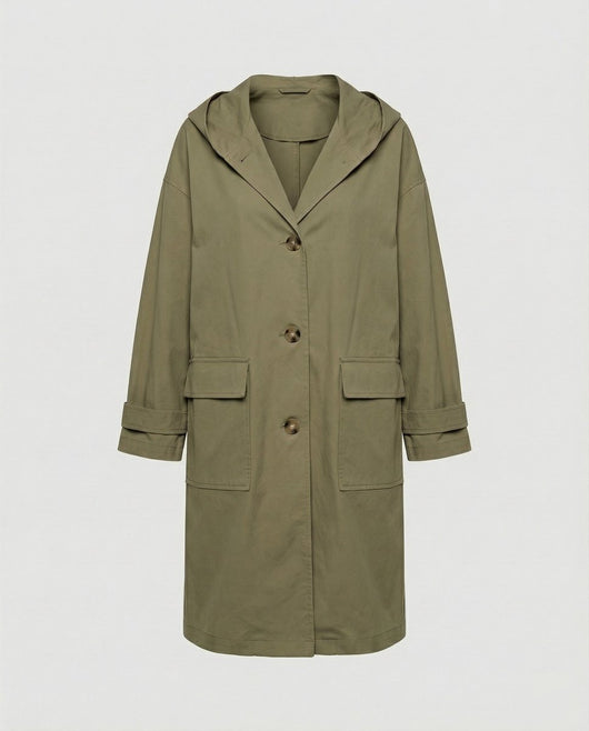 Annika trenchcoat med huva med knappslå