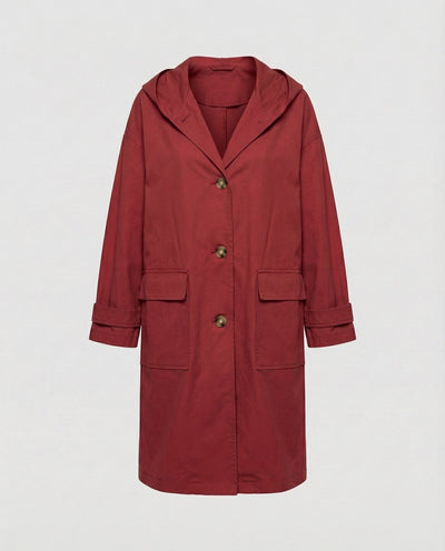 Annika trenchcoat med huva med knappslå
