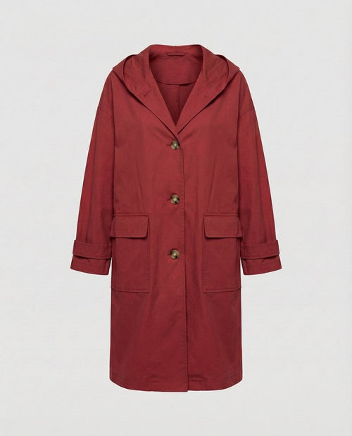 Annika trenchcoat med huva med knappslå