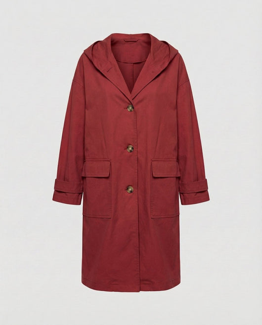 Annika trenchcoat med huva med knappslå