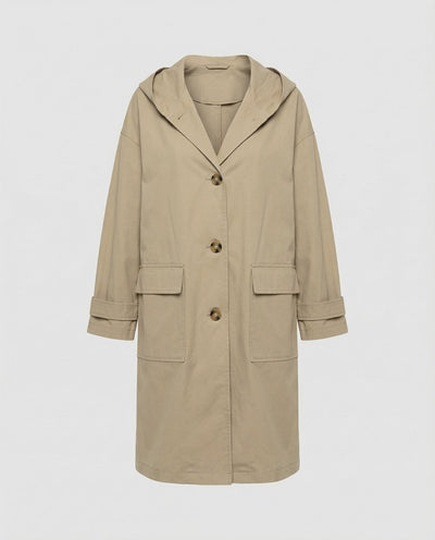 Annika trenchcoat med huva med knappslå