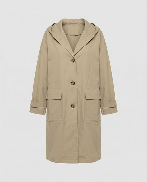 Annika trenchcoat med huva med knappslå