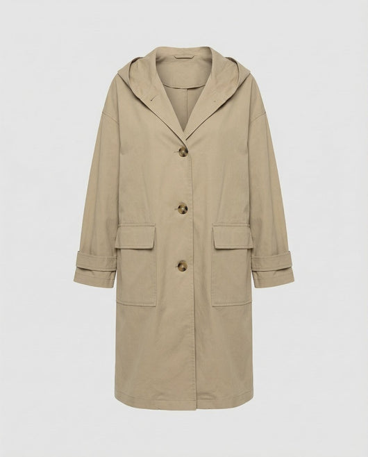 Annika trenchcoat med huva med knappslå