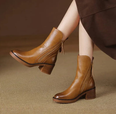 Charlotte boots i läder – brun