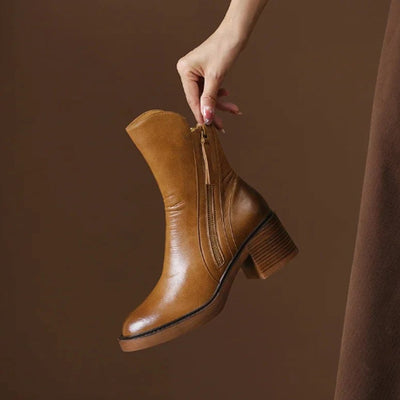 Charlotte boots i läder – brun