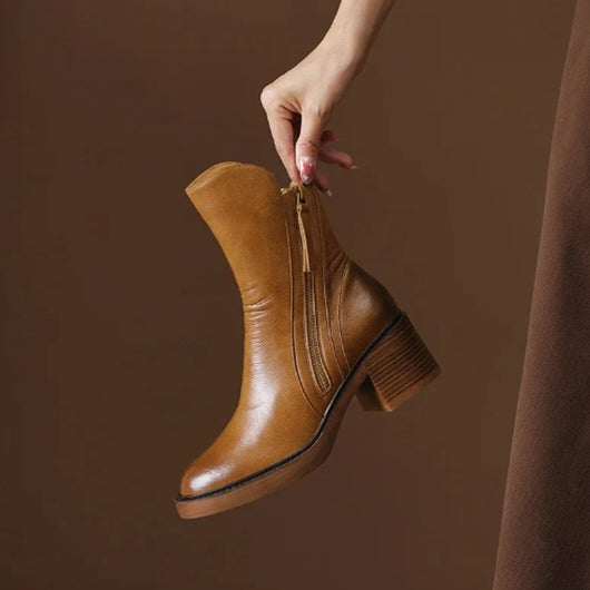 Charlotte boots i läder – brun
