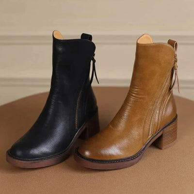 Charlotte boots i läder – brun