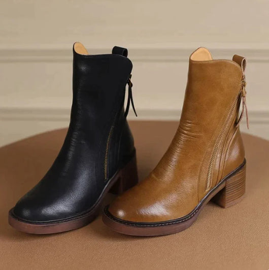 Charlotte boots i läder – brun