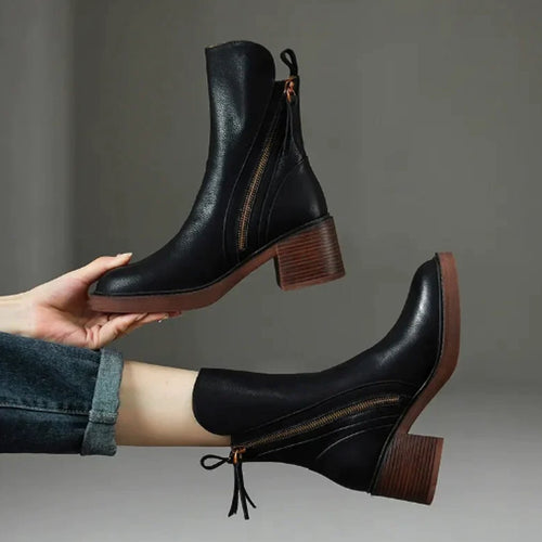 Charlotte boots i läder – brun