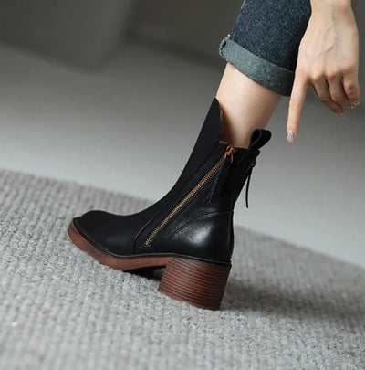 Charlotte boots i läder – brun