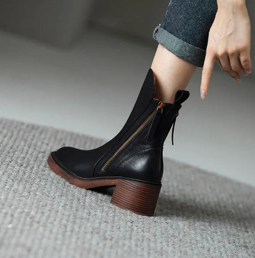 Charlotte boots i läder – brun