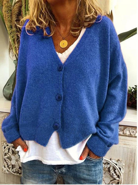 Frieda stickad kofta i denim