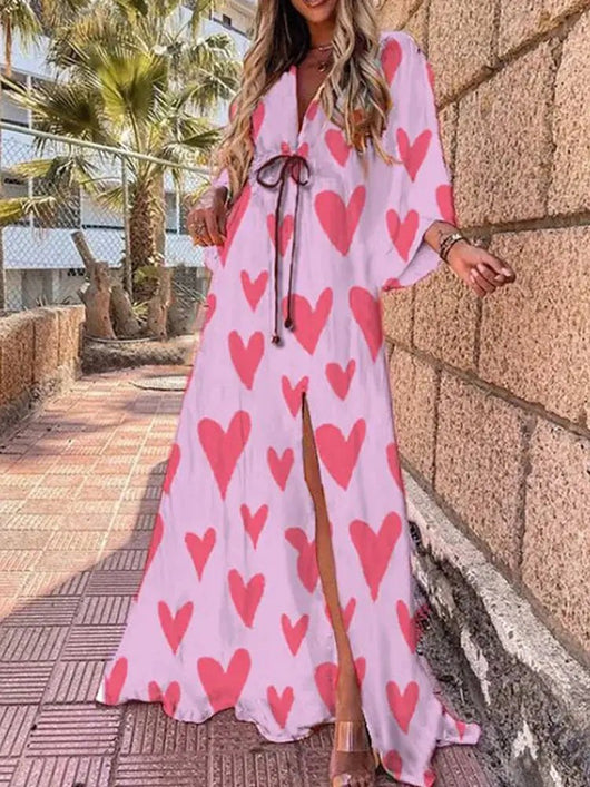 Marie maxiklänning med v-ringning