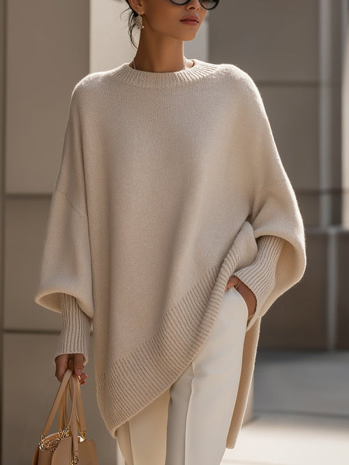 Charlotte oversized tröja – fladdermusärm i mjuk stickning