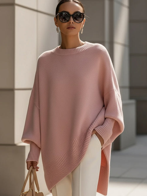 Charlotte oversized tröja – fladdermusärm i mjuk stickning