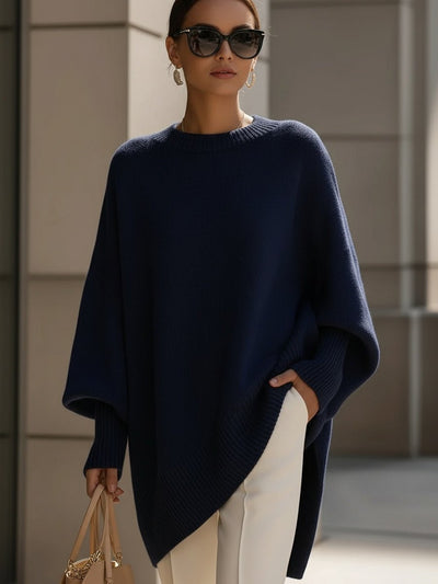 Charlotte oversized tröja – fladdermusärm i mjuk stickning