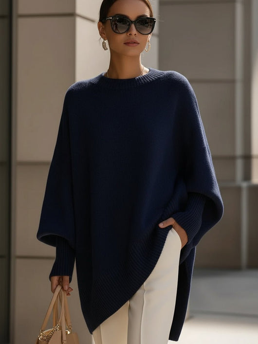 Charlotte oversized tröja – fladdermusärm i mjuk stickning