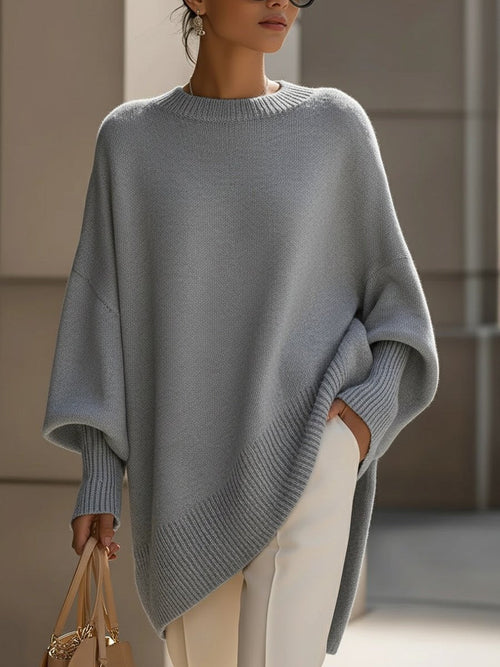 Charlotte oversized tröja – fladdermusärm i mjuk stickning
