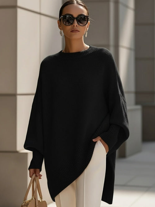 Charlotte oversized tröja – fladdermusärm i mjuk stickning