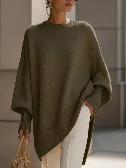 Charlotte oversized tröja – fladdermusärm i mjuk stickning