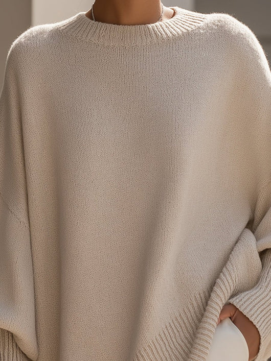 Charlotte oversized tröja – fladdermusärm i mjuk stickning