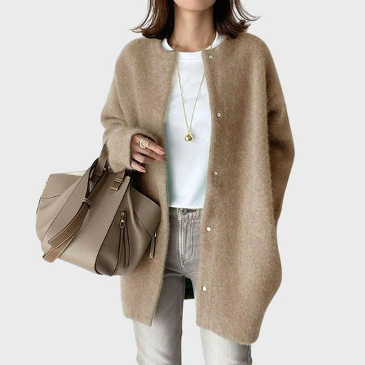 Clara stickad kofta i stickat – khaki