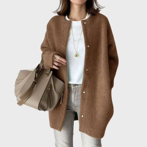 Clara stickad kofta i stickat – khaki