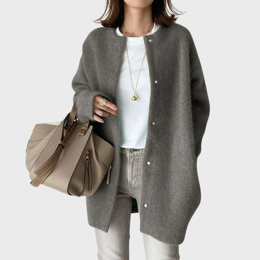 Clara stickad kofta i stickat – khaki