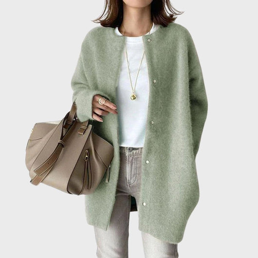 Clara stickad kofta i stickat – khaki