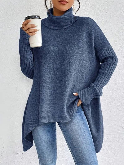 Greta oversized polotröja – ribbad krage och förlängd nederkant
