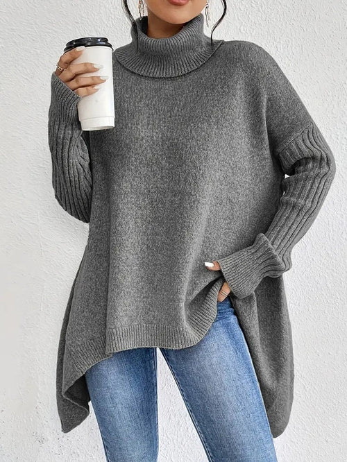 Greta oversized polotröja – ribbad krage och förlängd nederkant