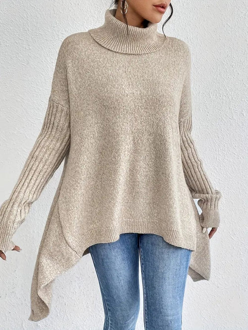 Greta oversized polotröja – ribbad krage och förlängd nederkant