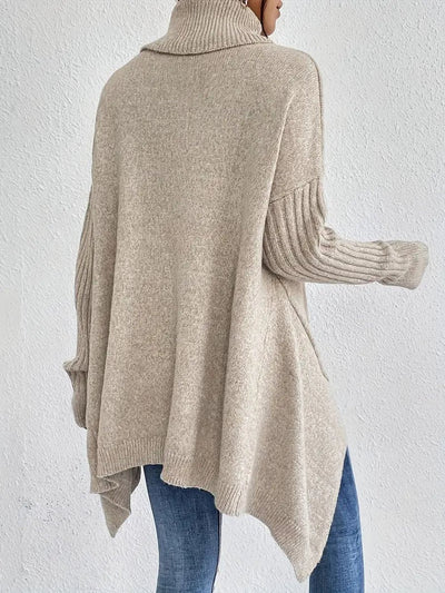 Greta oversized polotröja – ribbad krage och förlängd nederkant