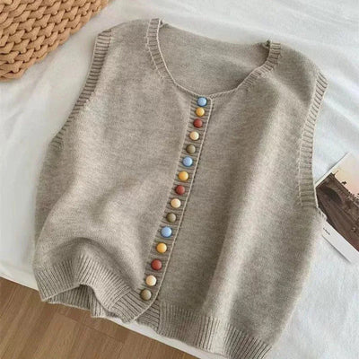 Amelie tröja i stickat med knappslå