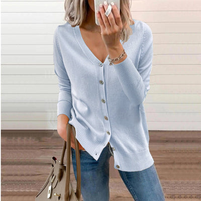 Amelie stickad kofta i stickat med knappslå