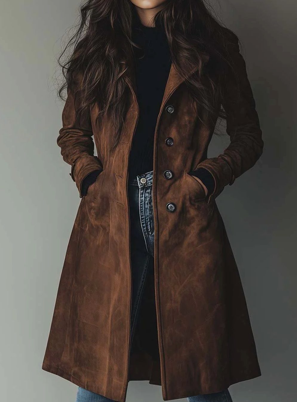 Lena trenchcoat i läder
