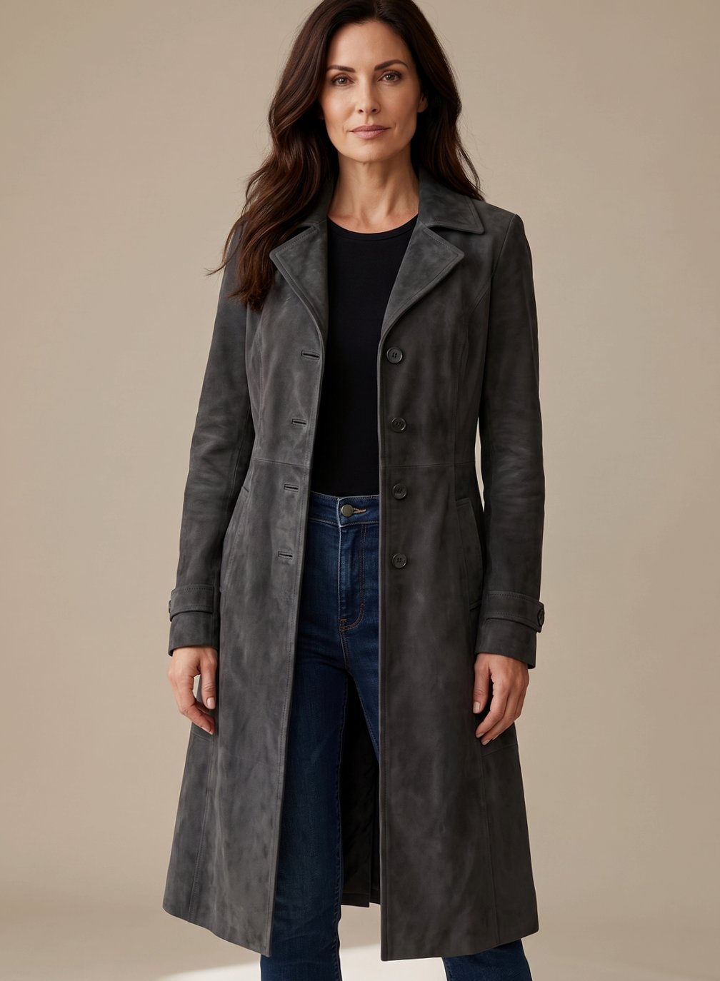 Lena trenchcoat i läder