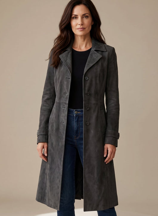 Lena trenchcoat i läder