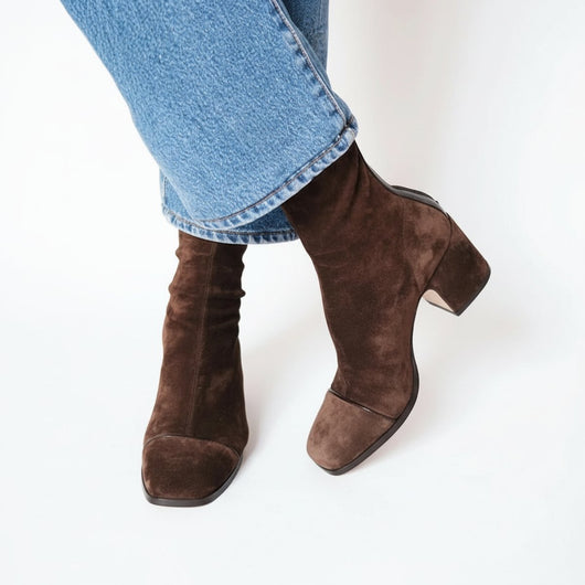 Charlotte boots i läder – mörkbrun