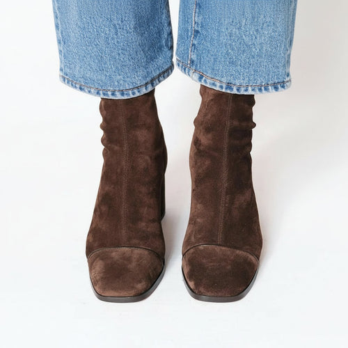 Charlotte boots i läder – mörkbrun