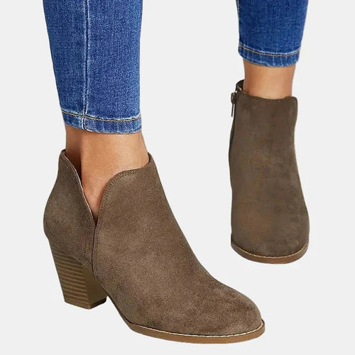 Emilia boots i läder med blockklack
