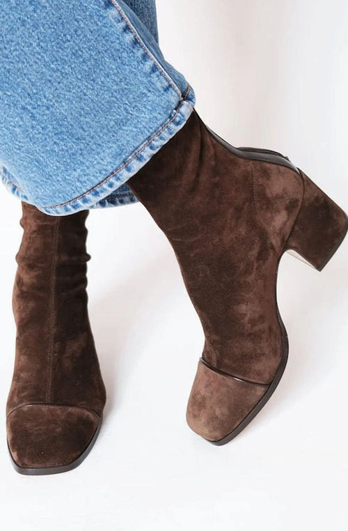 Greta boots i läder – mörkbrun