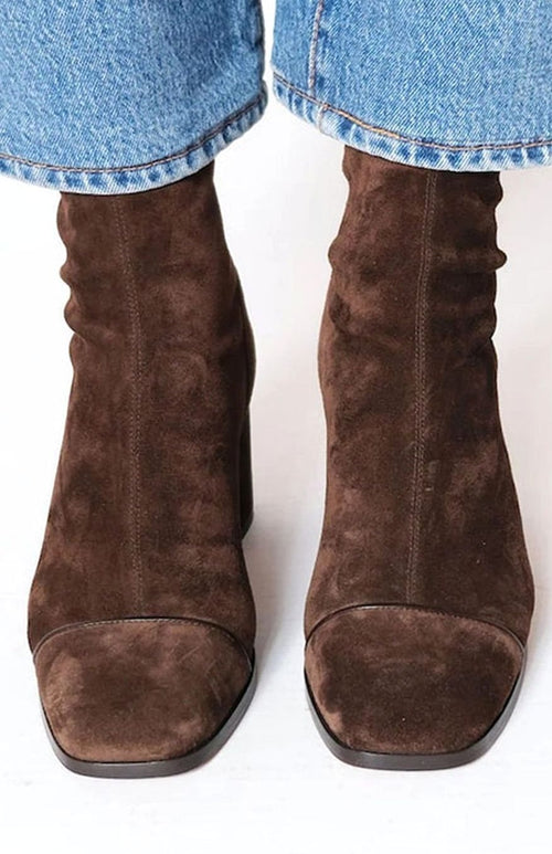 Greta boots i läder – mörkbrun