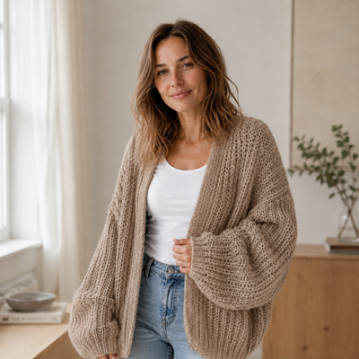 Maja grovstickad kofta – oversized och öppen